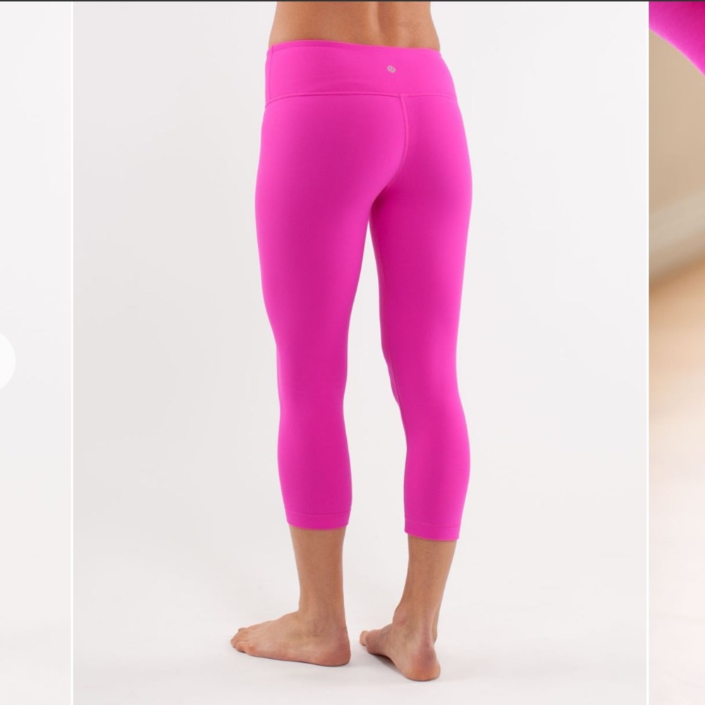 Lululemon Wunder Under Crop reversible legging Paris Pink Barbie hot Pink 8 - Picture 2 of 14